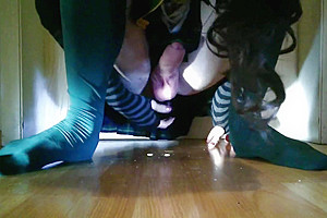 18 years old crossdresser girl masturbating with black dildo