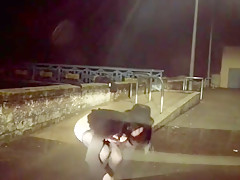 A risked outdoor Lady Boyle crossdresser naked in streets