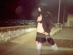 A risked outdoor Lady Boyle crossdresser naked in streets