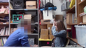 Adorablegirl was having wild sex with a security guard, after she was caught shoplifting