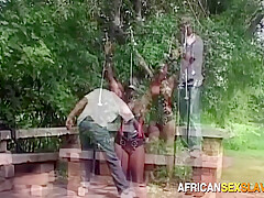 African Lady Tied Bdsm Outdoor Public Hardcore Humiliation
