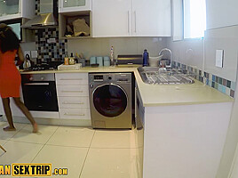 African Sex Trip - Real Black Housewife Ass Eaten And Pussy Railed in Kitchen