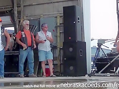 Amateur Biker Girls Get Naked On The Stage
