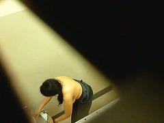 Amateur brunette dressing room cam video