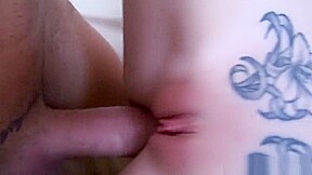 Anal loving hottie gapes her booty for a solid ramming