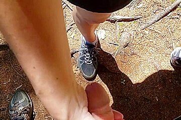 Anita Coxhard Strips Naked And Gives Mike Coxhard A Handjob While Hiking In Maine