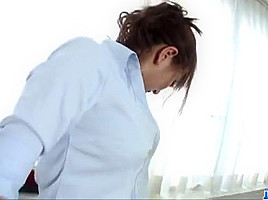Anna Mizukawa enjoys a piece of cock at work