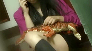Asian Rubs Hairy Cunt