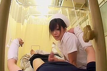 Asian nurse sucks a dick and rides it in horny video