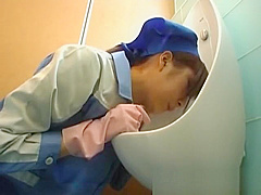 Asian toilet attendant cleans wrong part1
