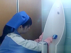 Asian toilet attendant cleans wrong part1