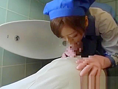 Asian toilet attendant cleans wrong part1