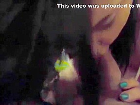 BBW Kerry sucks her bf off in bed
