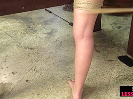 BDSM ballgagged babe whipped and smashed by dominant BF