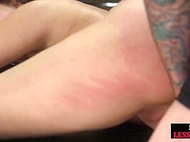 BDSM ballgagged babe whipped and smashed by dominant BF