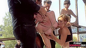 BDSM slut publicly drilled while bound by her maledom