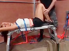 BDSM torture for nasty brunette nymph fucked while tied up