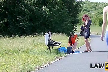 Babe Sells Something In Park But Gets Arrested And Nailed With Ashley Ocean