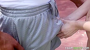 Ball girl sucking black cock