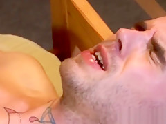 Barebacked military twink takes cum in mouth