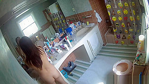 Bathroom cam captures Step sister getting ready to shower