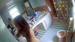 Bathroom cam captures Step sister getting ready to shower