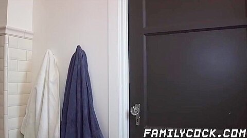 Bathroom gay sex with stepdad and his twink Step son after shower
