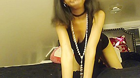 Beautiful Strip Tease Show, Goth Girl Strips to Nothing on her Bed