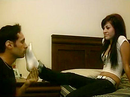 Beautiful gir after work sock smelling