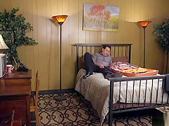Bent over bed redhead rough banged