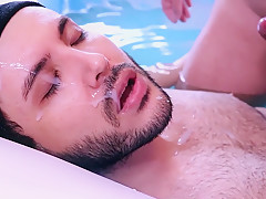 Bi Cowboy Fucks Step Brother Bareback In The Pool And Cum In Mouth