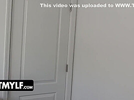 Big Titted Milf Swallows Her Stepsons Huge Pulsating Cock While Her Husband Is On Business Trip