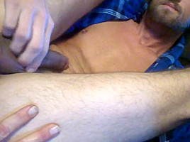Big straight guy lets older gay eat the cock