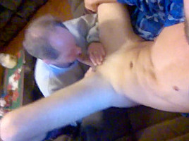 Big straight guy lets older gay eat the cock