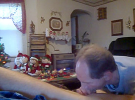 Big straight guy lets older gay eat the cock