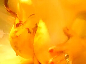 Big tits chick playing with banana & whipped cream
