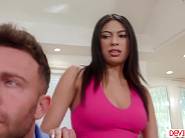 Big tits teen 18+ babysitter seducing then giving boss blowjob