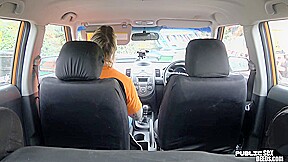 Bigboobs driving MILF fucked by tutor outdoor in the car