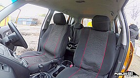 Bigboobs driving MILF fucked by tutor outdoor in the car