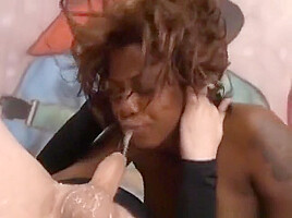 Black Ghetto Whore Spitting Up During Rough