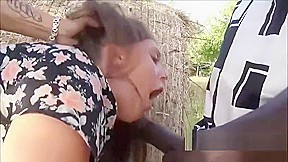 Black Guy Helps White Guy Fuck His GF in Public