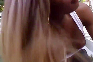 Black chick with a surprise workout blowjob