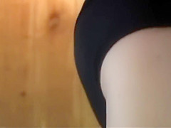 Black short skirt and white panties