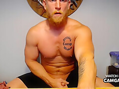 Blond Brawny Chap Masturbates In Live