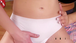 Blonde Lesbian Coach Fingers Brunette