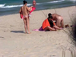 Blonde Milfs Tanning Naked at Beach HD Video