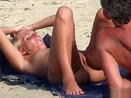 Blonde Milfs Tanning Naked at Beach HD Video