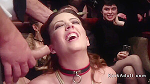 Blonde Mistress Leads Slaves At Bdsm Party