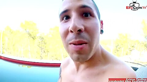 Blonde Woman Gets Fucked In Her Red Bikini At The Terrace