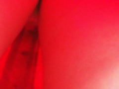 Blonde angel in a red dress falls prey to an upskirt